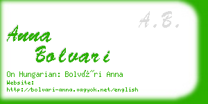 anna bolvari business card